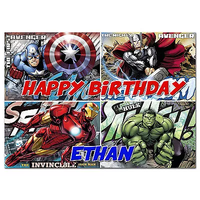 C336; Large Personalised Birthday Card; For Any Name; Avengers Thor Hulk Ironman • £4.50