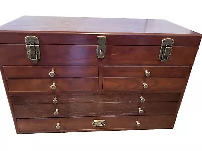 Vtg Thomas Pacconi Machinist Journeyman Wood Tool Chest Vaneer Felt Showpiece • $224.95