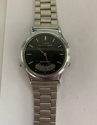 £50 • Buy Casio ￼￼AQ227 Vintage Alarm Chrono Watch Bracelet Mod 746 WR 35mm Working
