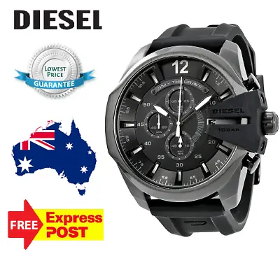 New Diesel Mega Chief Dz4378 Black/silicone Mens Chronogrhaph Quartz Watch • $259.99