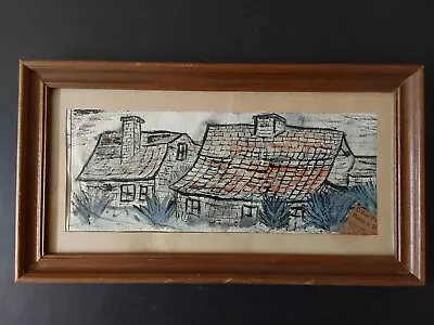 Watercolor Painting By JUNE MORROW (UNSIGNED) 1961 *  OLDEST HOUSE IN U.S. MASS. • $79