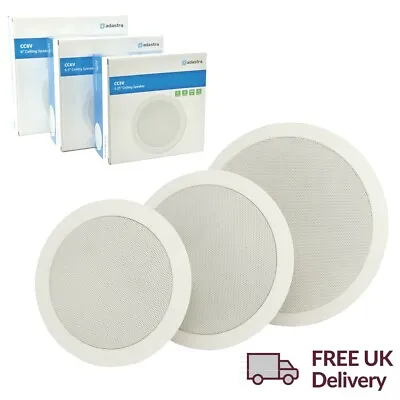 £34.99 • Buy Slim Ceiling Speakers Adastra CCV 2-Way Profile 100V 8Ohm Install White In Wall
