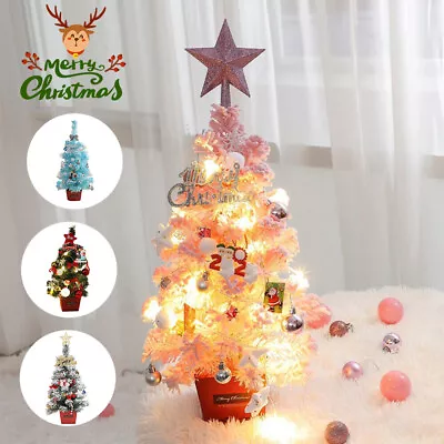 2Ft PVC Artificial Christmas Tree W/Base&Light  Holiday Xmas Tabletop Decor Gift • $13.88