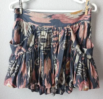 All Saints Spitalfields Short Mini Bubble Skirt Ikat Pattern Silk Blend Size 8 • $25