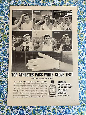 Vintage 1959 Men’s Vitalis Greaseless Hair Groomer Print Ad Athletes • $6.40