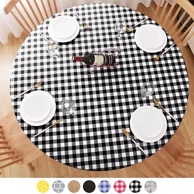 Round Tablecloth Fitted Round Plastic Vinyl Table Cloths With Flannel Backin... • $20.40