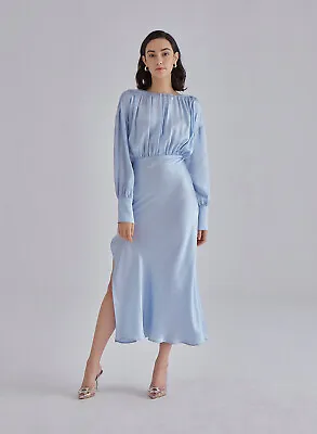 Cocktail Party Normal Gown Crew Neck Maxi Silk Slip Dress Buttoned Cuff • $130