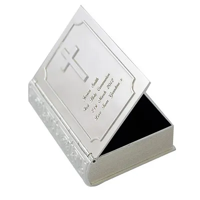 £19.99 • Buy Personalised Silver Finish Bible Trinket - Engraved Free - First Holy Communion