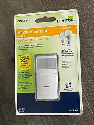 LEVITON Decora Auto-On Single-Pole Motion Sensor In-Wall Switch IPS02 White • $19.99