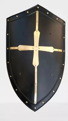 Medieval Knight Blackened Shield Battle Warrior Templar Crusader Heater Shield • $79.99
