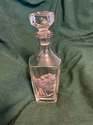 Vintage Crystal Decanter  With A Race Horse And Jockey In (Pewter?) • $30