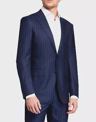 2023 JOS A BANK *SIGNATURE* Navy Blue Pinstripe Full Suit 40R Wool • $69.99