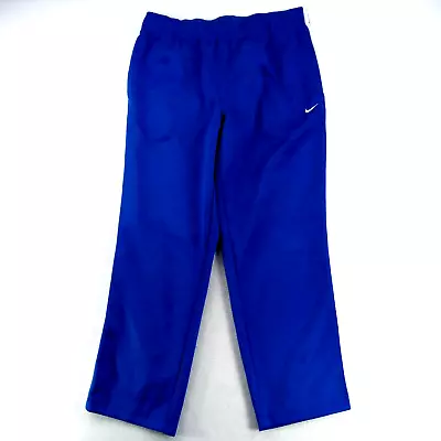 Nike Pants Mens Sz Large Blue Track Warm-Up Jogging Polyester Drawstring • $15.49