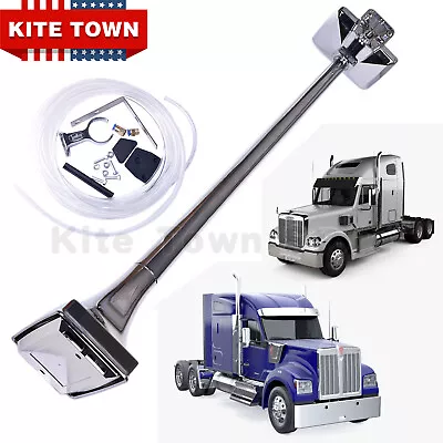 Air Horn &Base Mount Chrome Roof Mount Low Tone For Peterbilt Kenworth Mack Ford • $102.99