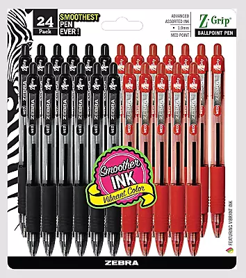  Bulk Pack Of 24 Ink Pens Z-Grip Retractable Ballpoint Pens Medium Point 1.0 M • $24.14