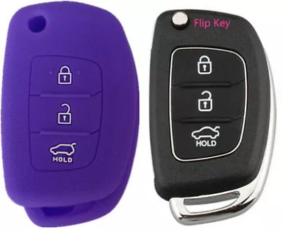 PURPLE SILICONE CAR FLIP KEY COVER For HYUNDAI I10 I20 I30 IX35 ELANTRA ACCENT • $8.99