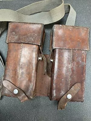 Army Brown Leather Ammo Magazine Double Pouch F.R. Moser Turgi 50 • $45