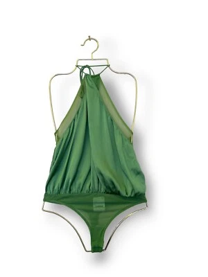£29 • Buy Free People Satin Green Halter Neck Bodysuit Green Size Small 
