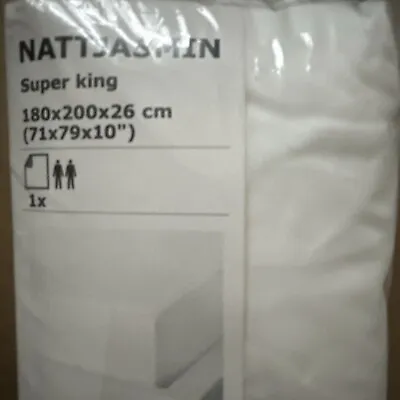 Ikea NATTJASMIN Fitted Sheet White Super King Cotton/lyocell • £30