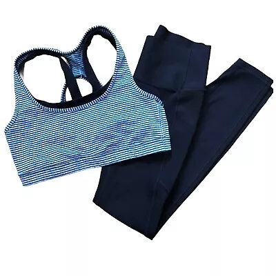 GapFit Womens XS Seamless Pants + Size S Sports Bra Blue Gym Outfit Run Yoga   • $22.85