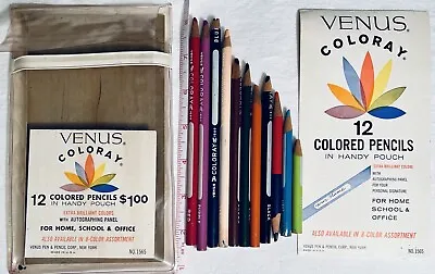 Vintage Venus Coloray 12 Colored Pencils No. 1565 Original Pouch 1 Missing Used • $7.99