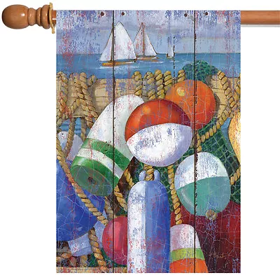 Toland Rustic Floats And Boats 28x40 Vintage Ocean Sailing Buoy House Flag • $15.98