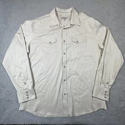 Blue Ranchwear Shirt Mens Size XL Beige Snap Buttons Twill Cowboy Long Sleeve • $23.90