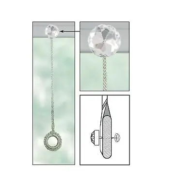 WHITE Roller Shade Crochet Ring Pull & CLEAR ACRYLIC ROUND Decorative Nail Pin • $7.95