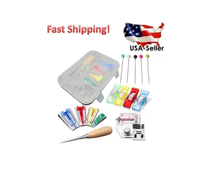 $9.99 • Buy 60PCS Bias Tape Maker Kit Set Fabric Sewing Quilting Awl & Binder Foot Case Tool