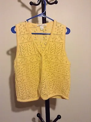 $14.99 • Buy THE LIMITED Women's V-neck Button Sleeveless Yellow RAME/cotton Sweater Top SZ L