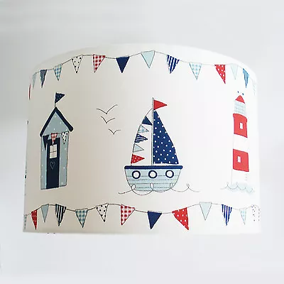 Nautical Light Shade Boat & Beach Hut Fabric Ceiling Or Lamp Shade • £22.95