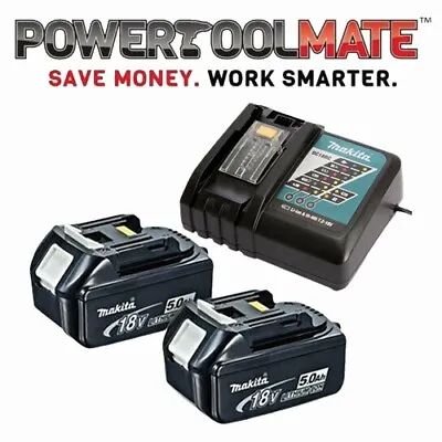 Makita BL1850 18v Li-ion 5.0Ah Battery Twin Pack & DC18RC Charger Kit • £158.99