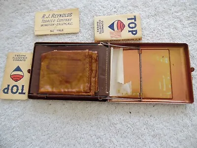 Vintage MCM TOP Cigarette Rolling Machine Metal Tobacco Case Papers & Matches • $19.99