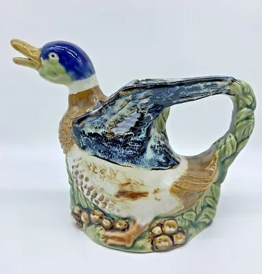 Vintage Collectible MAJOLICA Duck Water Pitcher Home Decoration 7'' • $75