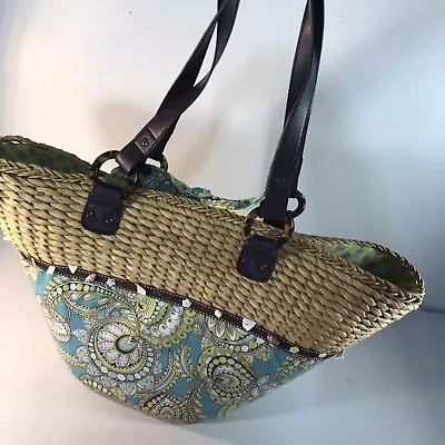 Vera Bradley X-Large Wicker’esque Tote Bag W-Handles & Ties • $28.99