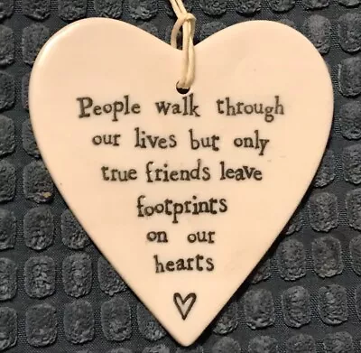 East Of India Porcelain Hanging Heart Keepsake Gift • £4.99