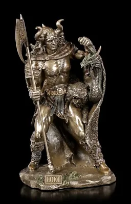 Loki Figure With Dragon - Nordic God Viking Statue Veronese Deco • £86.18