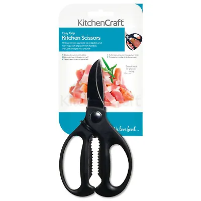 Kitchen Craft Easy Grip Kitchen Scissors Inc Intergrated Nut Cracker - FAST POST • £6.95