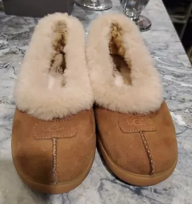 UGG Rylan Womens Slippers Size 8 Chestnut Suede Leather Shearling Sheepskin: EUC • $85