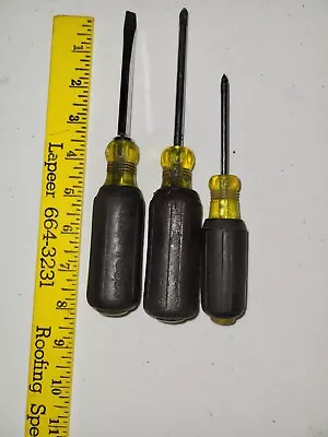 Klein Tools Cushion-Grip Screwdrivers Lot Of 3 Phillips Flathead Black Green • $12.99