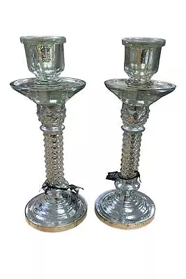 Dennis Basso 2-Pack Mercury Glass Candlesticks 12.5  Silver • $39.99