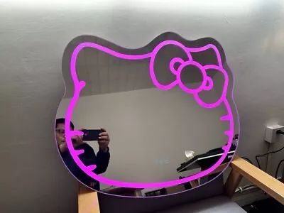 Hello Kitty Shaped Mirror With LED Lights. Touchscreen Control. 3 Color Lights. • $159.98