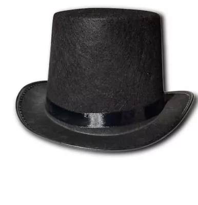 Adult STIFF FELT BLACK TOP HAT Formal Magician Magic Prop Clown Costume Cap Dre • $14.39