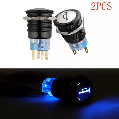 2Pack 12V 19mm Momentary LED Marine Car Stainless Horn Push Button Light Switch • $9.49