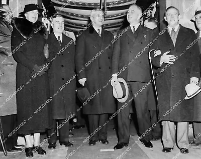 Crp-34363 1936 Franklin & Eleanor Roosevelt In Newark NJ W Charles Edison Mayor • $9.99