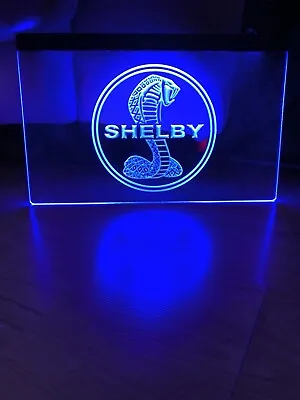 MUSTANG SHELBY NEW LED NEON BLUE LIGHT SIGN 8x12 • $35.99