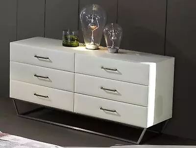 Chest Of Drawers Designer Closet Cupboard Shelf White Colour New Leather Modern • £1450.89