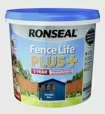 Ronseal Fence Life Plus Garden Shed & Fence Paint 5L- UV Protection All Colours • £19.59