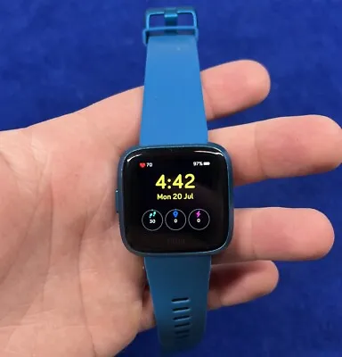 Fitbit Versa Lite Edition FB415 SD Fitness Smartwatch & Small Blue Band Only • $24.26