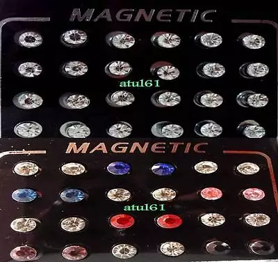 Man's Ladies Crystal Magnetic Fake Stud Earrings Non Piercing Fashion Jewellery • £2.49